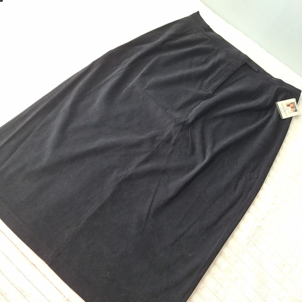 Vtg Kathy Ireland Plus Faux Suede Maxi Skirt Womens 20 Black Elegant Western...